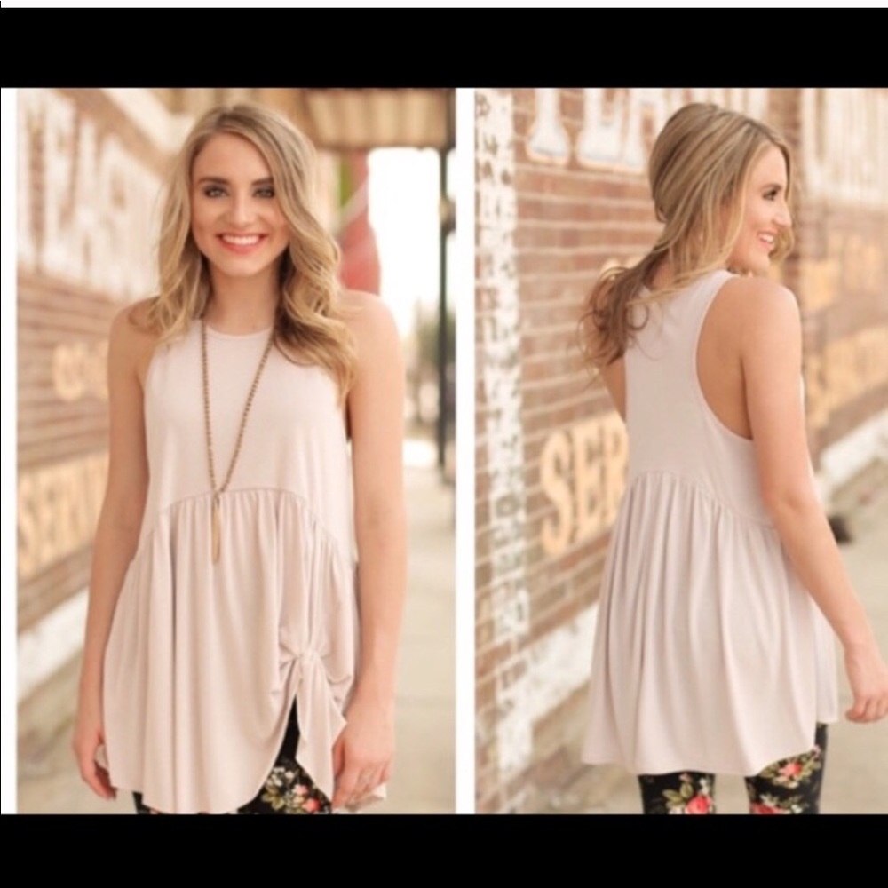 Taupe side knot tunic
